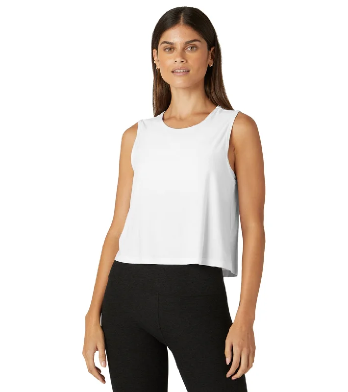 Beyond Yoga Featherweight New View Cropped Tank Cloud White