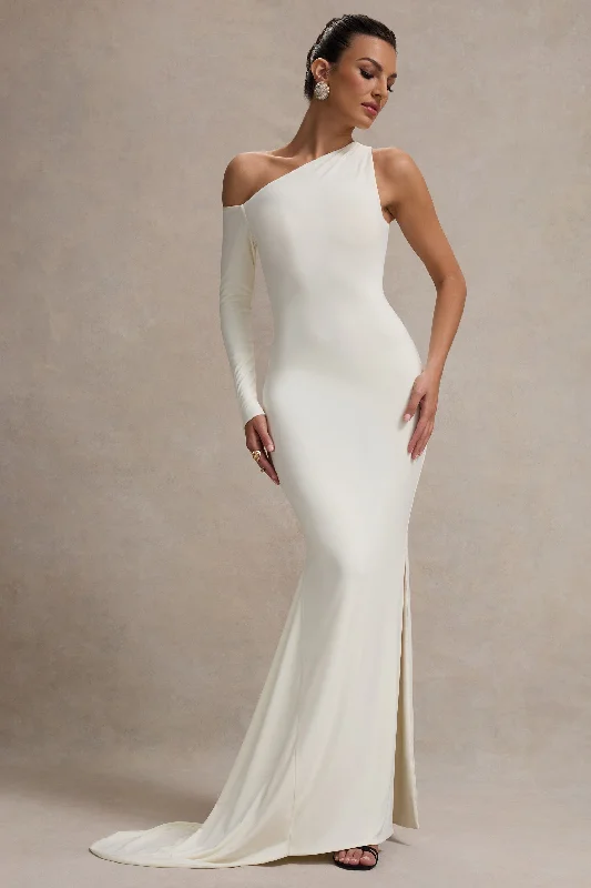 Contradiction | White One-Sleeve Asymmetric Maxi Dress