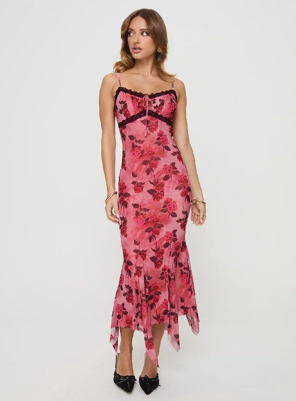 Eirini Maxi Dress Pink Floral