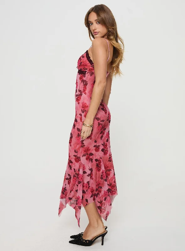 Eirini Maxi Dress Pink Floral