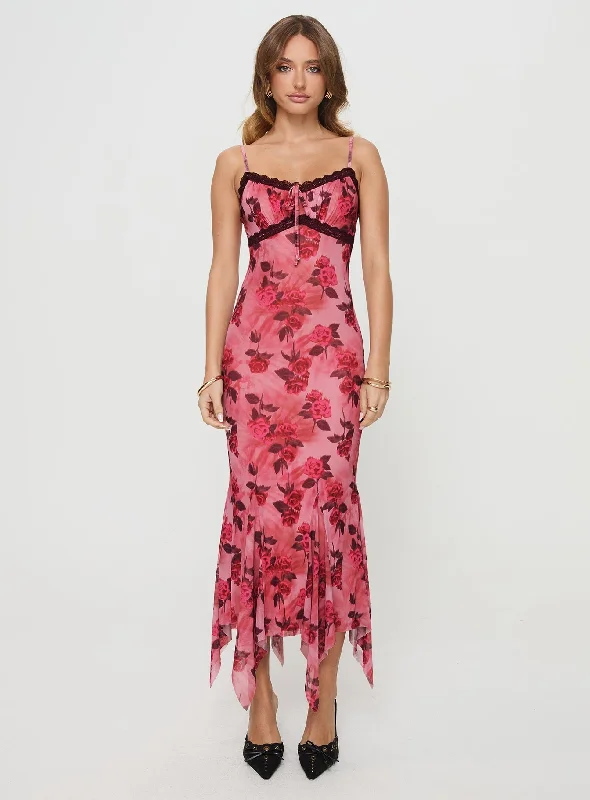 Eirini Maxi Dress Pink Floral