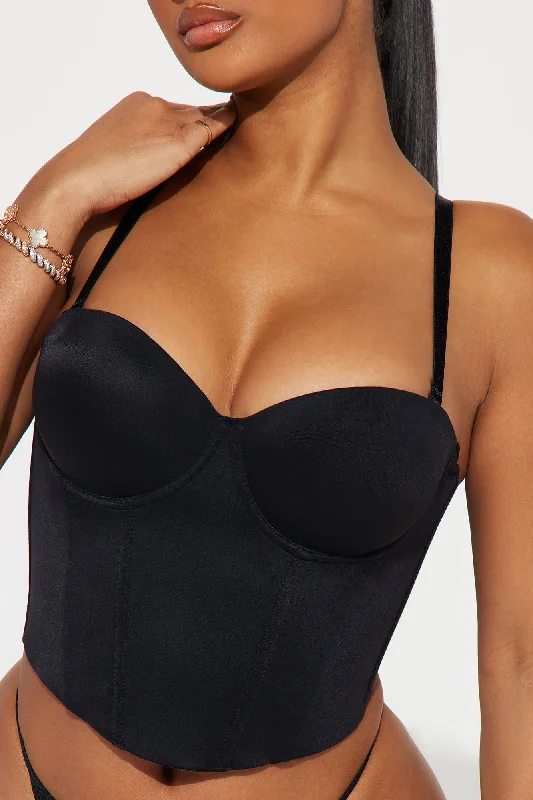 All The Support Longline Corset Bra - Black