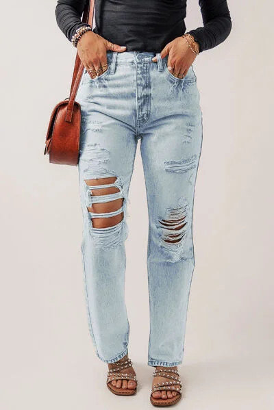 Hot Girl Distressed Straight Leg Jeans