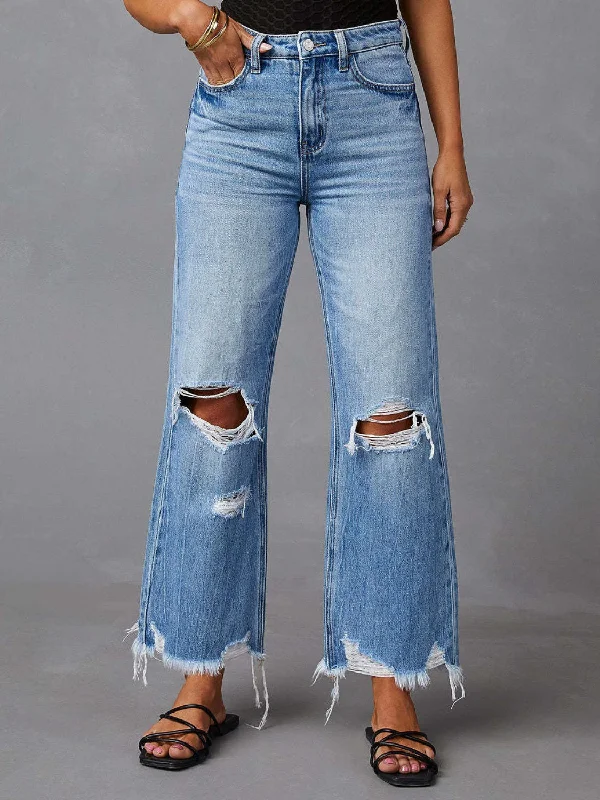 Hot Girl Bayea Distressed Raw Hem Jeans