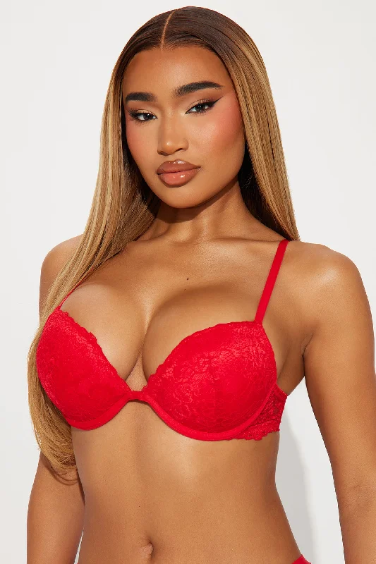 Friday Love Double Push Up Lace Bra - Red