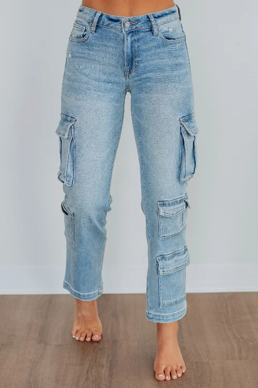 Tracey Hidden Cargo Jeans - Light Wash