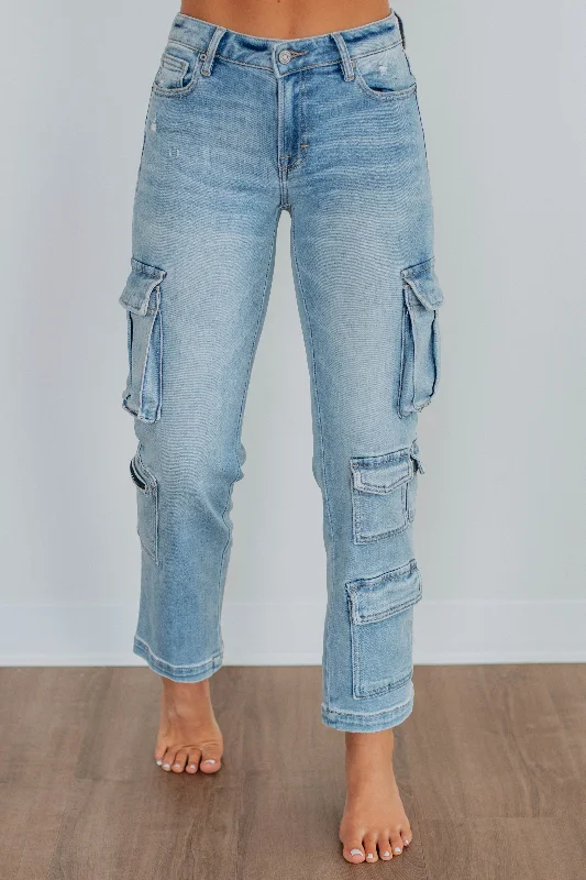 Tracey Hidden Cargo Jeans - Light Wash