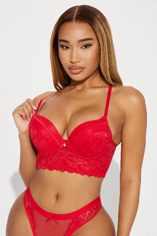 True Lovers Lace Longline Bra - Red