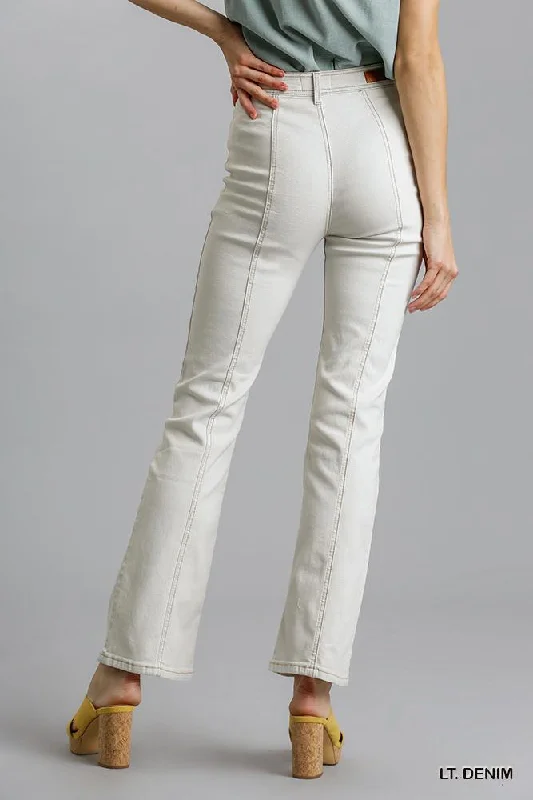 Hot Girl Timeless Panel Straight Cut Denim Jeans In White Denim