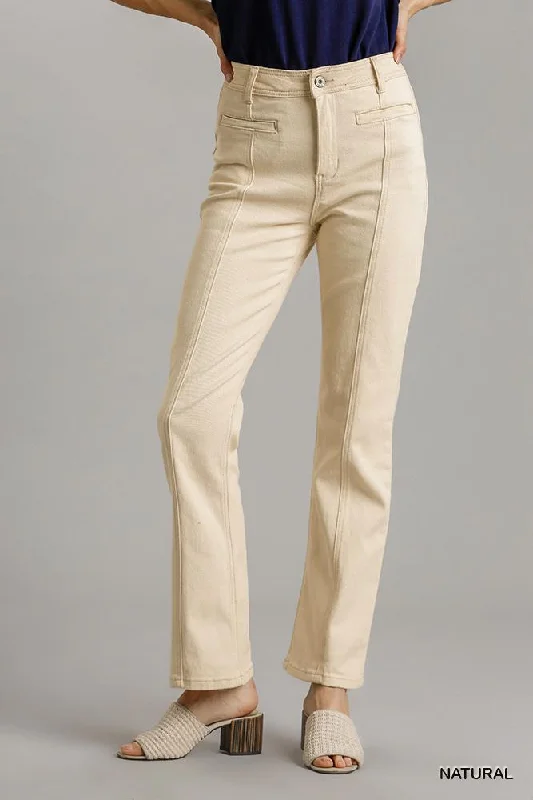 Hot Girl Timeless Panel Straight Cut Denim Jeans In Natural