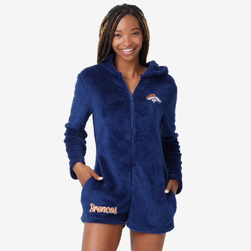 Denver Broncos Womens Short Cozy One Piece Pajamas