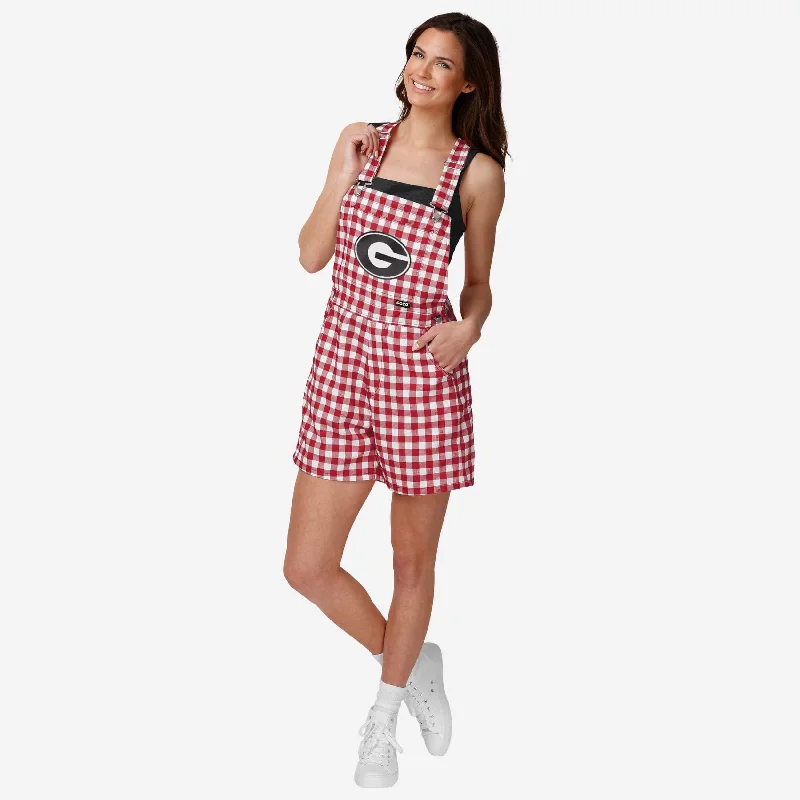 Georgia Bulldogs Womens Gingham Check Bib Shortalls