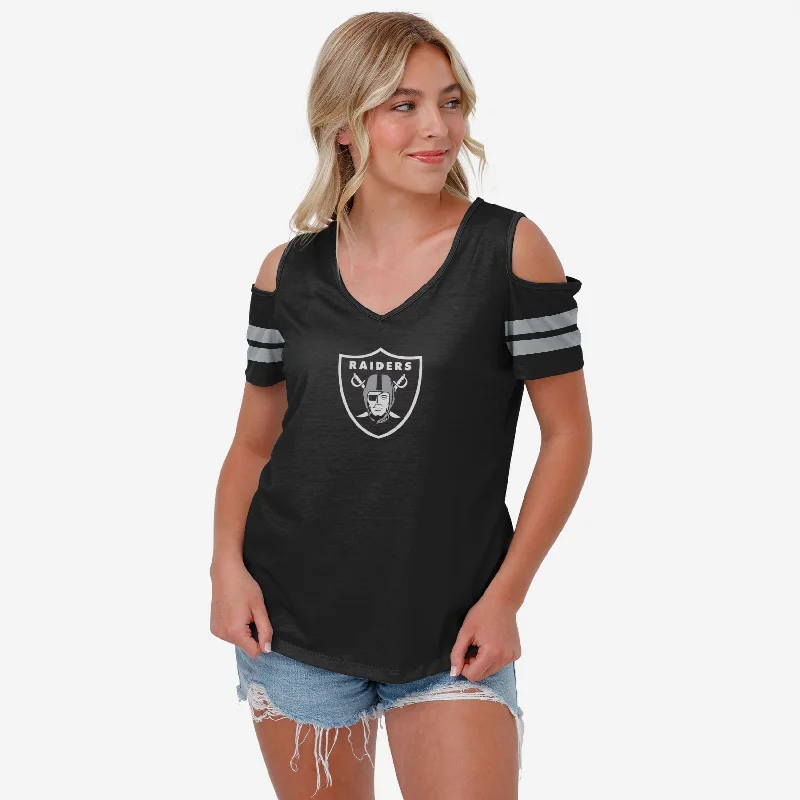 Las Vegas Raiders Womens Cold Shoulder T-Shirt