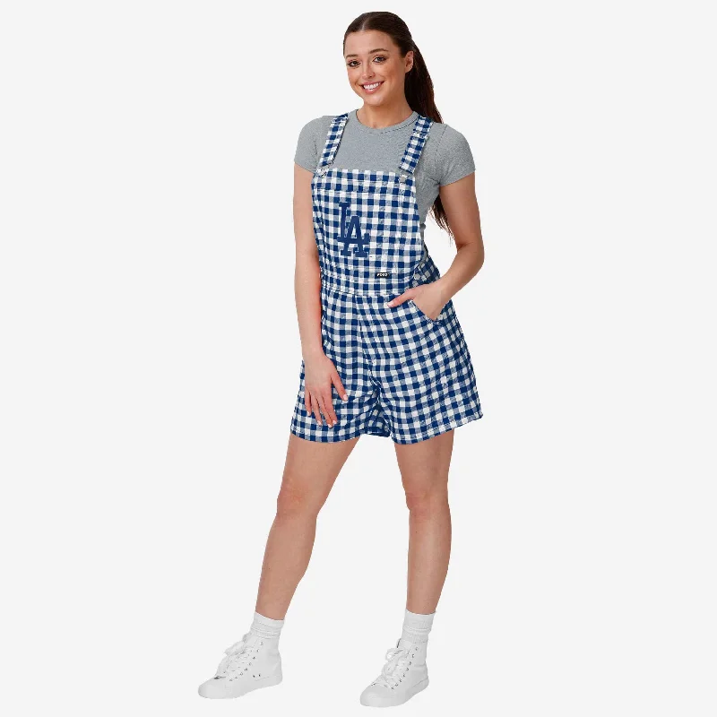 Los Angeles Dodgers Womens Gingham Check Bib Shortalls