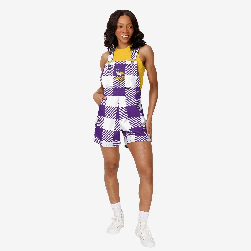 Minnesota Vikings Womens Plaid Bib Shortalls