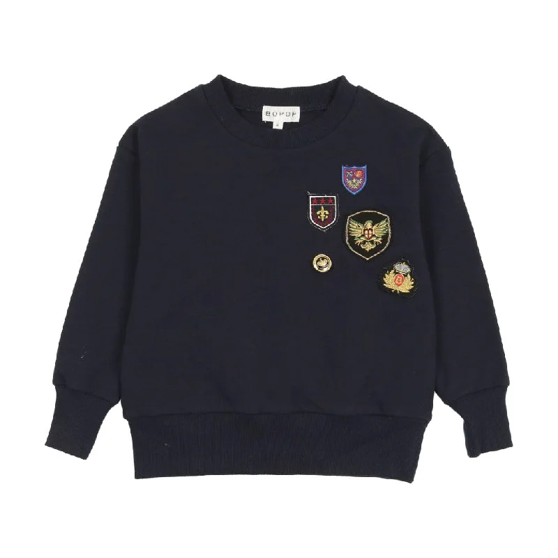 Bopop Badge Boy Navy Sweatshirt