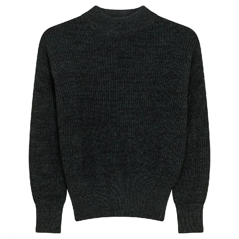 Gem Marled Knit Mock Neck Black Longsleeve Sweater