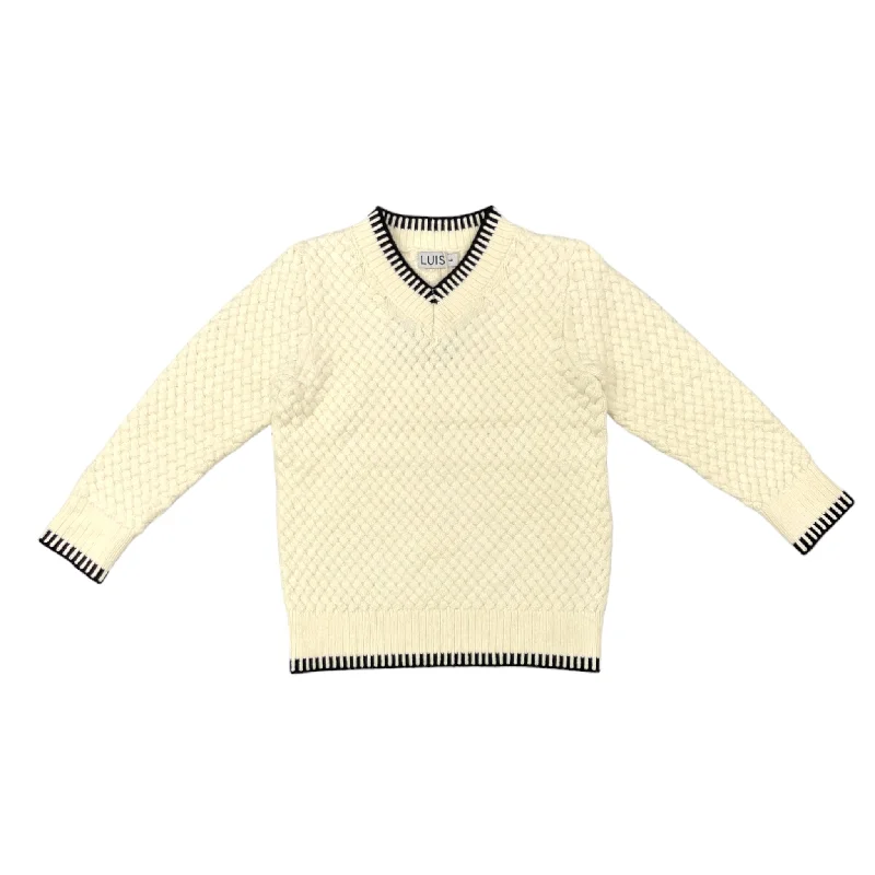 Luis V-neck weave Cream/Black Kensington Sweater