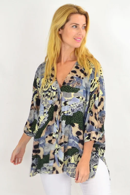 Blue African Safari Tunic Top