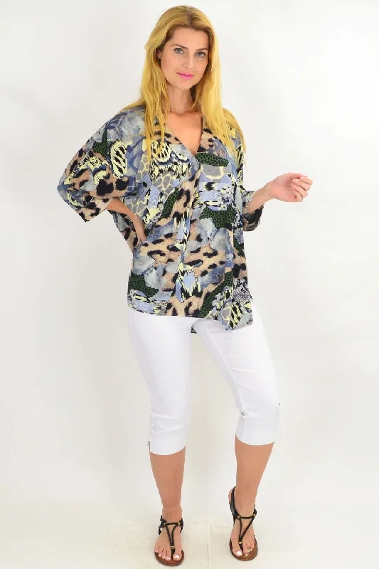 Blue African Safari Tunic Top