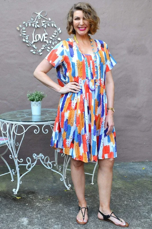 Multicolour Peasant Tunic Dress