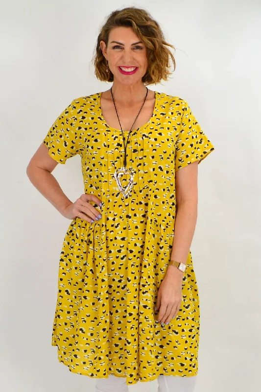 Mustard Peasant Tunic Dress