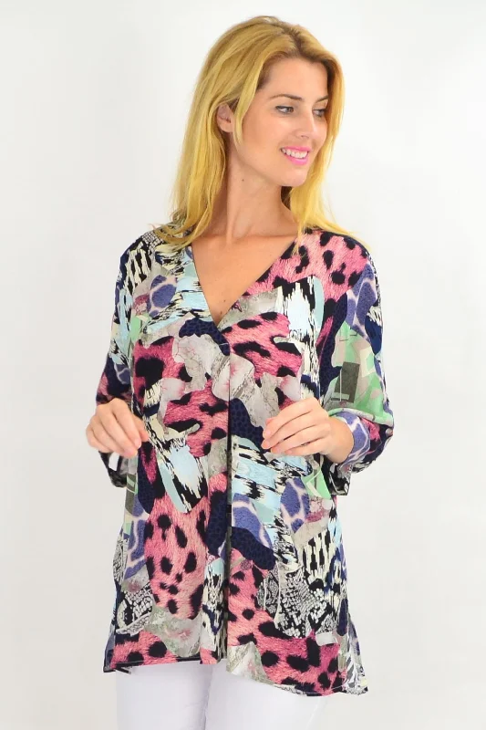 Pink African Safari Tunic Top