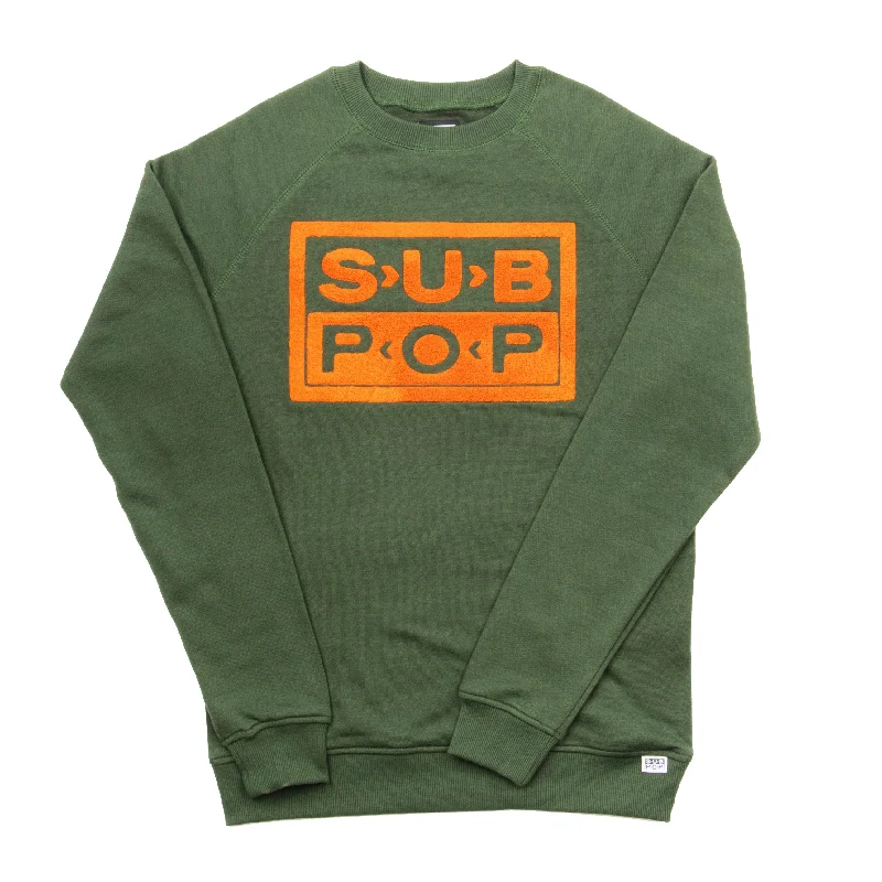 Sub Fuzz Sweatshirt Olive w/Orange