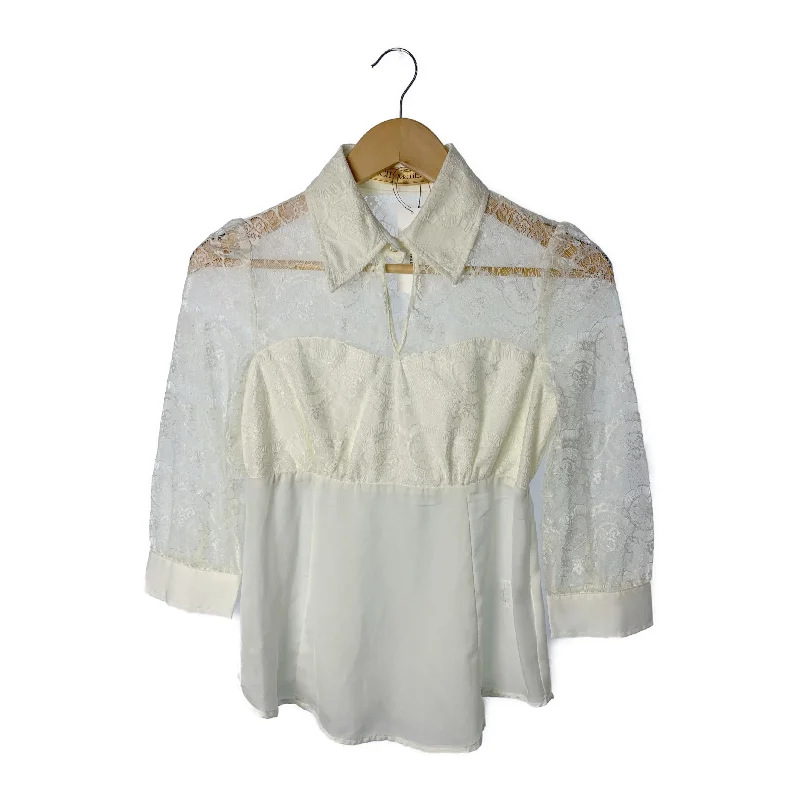 CECIL McBEE/SS Blouse/Cream/Polyester/