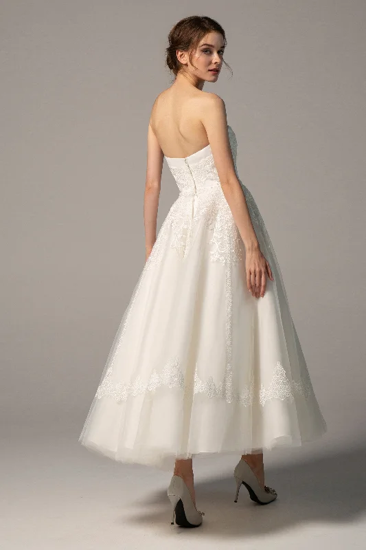 A-Line Ankle Length Tulle Wedding Dress CW2392