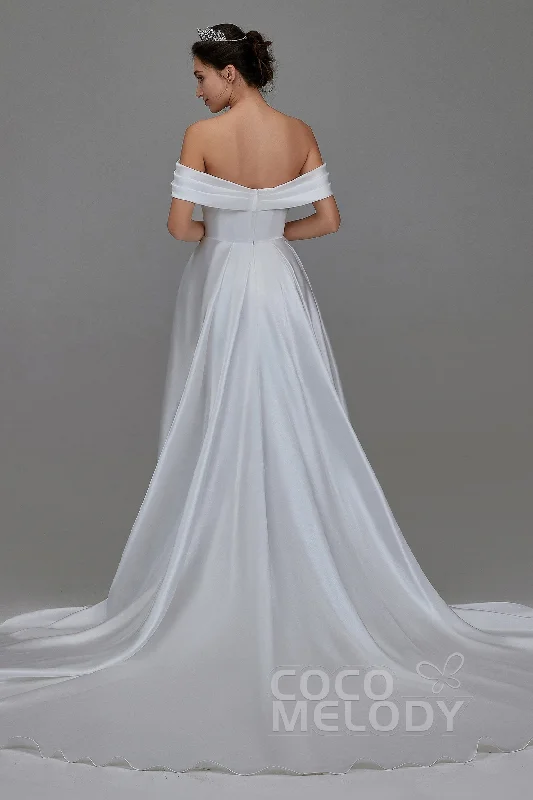 A-Line Pearl yarn and Acetate satin Wedding Dress LD5800