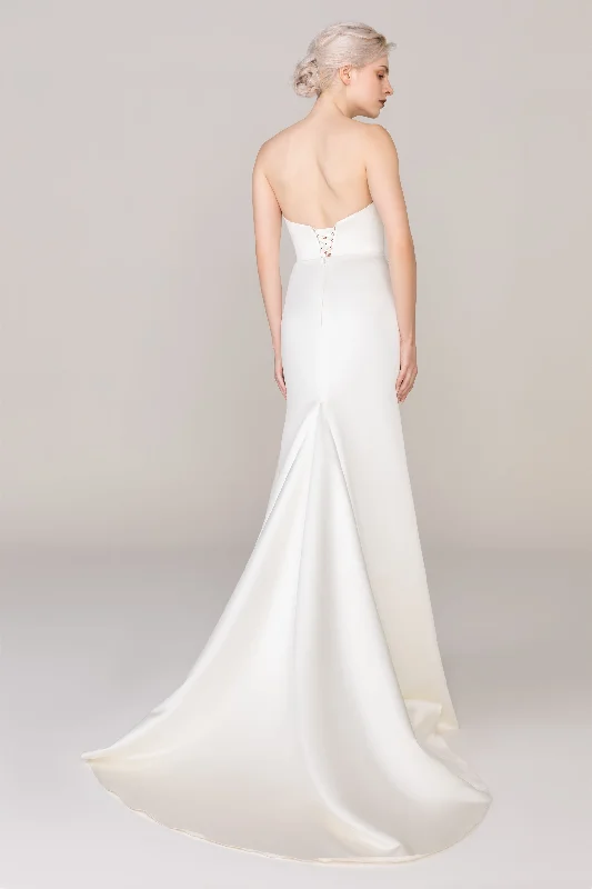 A-Line Court Train Satin Wedding Dress CW2478