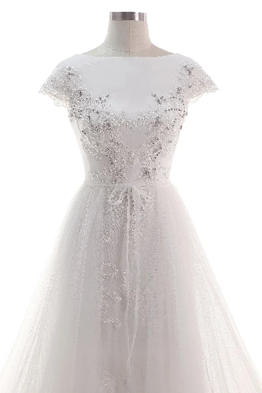 A-Line Court Train Tulle Wedding Dress CW2456