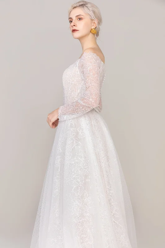 A-Line Court Train Tulle Lace Wedding Dress CW2484