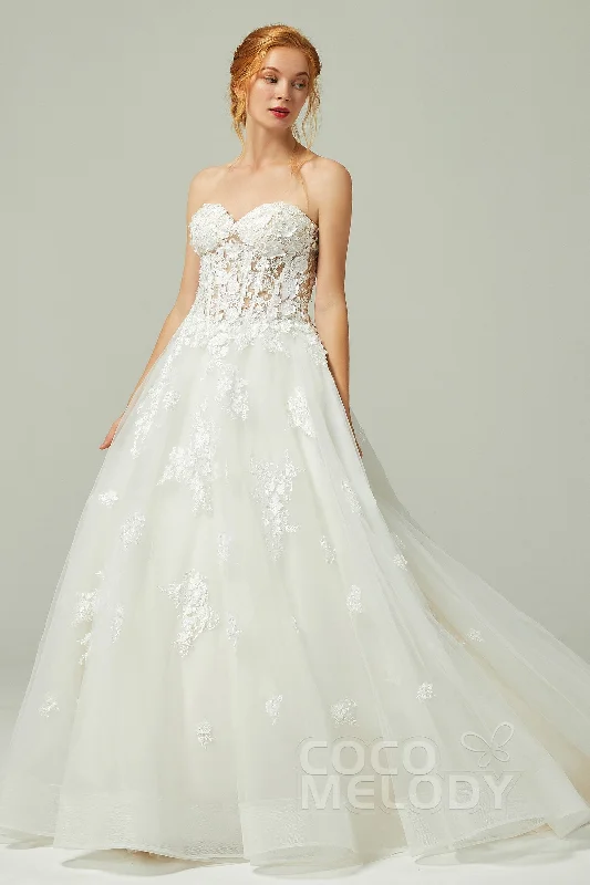 A-Line Court Train Tulle Wedding Dress CW2200