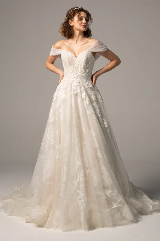 A-Line Court Train Tulle Wedding Dress CW2390