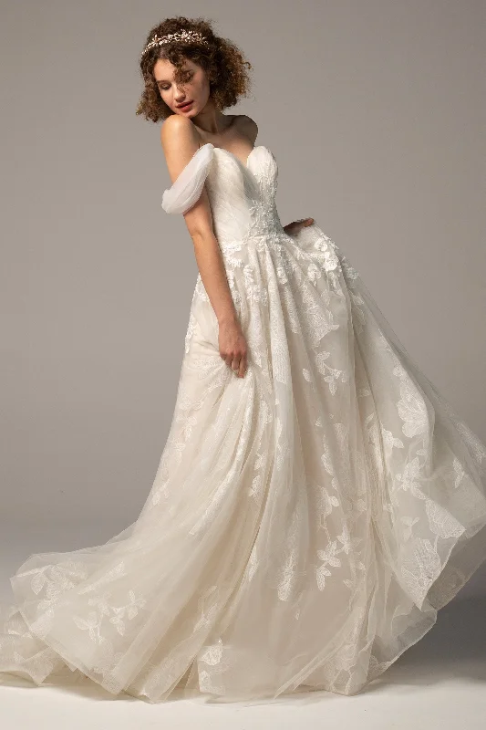 A-Line Court Train Tulle Wedding Dress CW2390