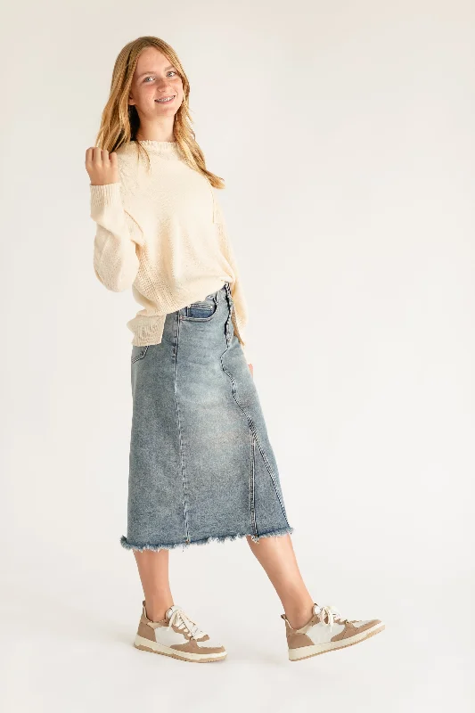 Avril A-Line Midi Denim Skirt - FINAL SALE