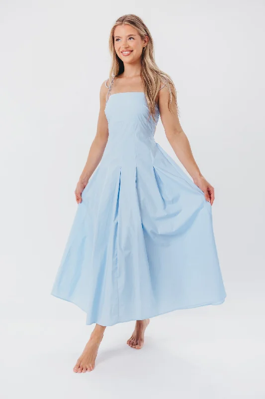 Jasmine Maxi Dress with Bandeau Neckline in Blue