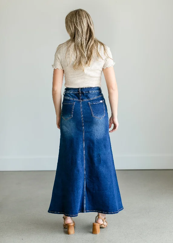 Bethany A-line Long Denim Skirt - FINAL SALE