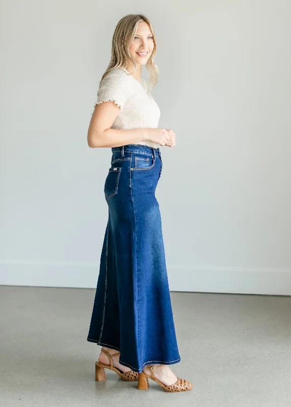 Bethany A-line Long Denim Skirt - FINAL SALE