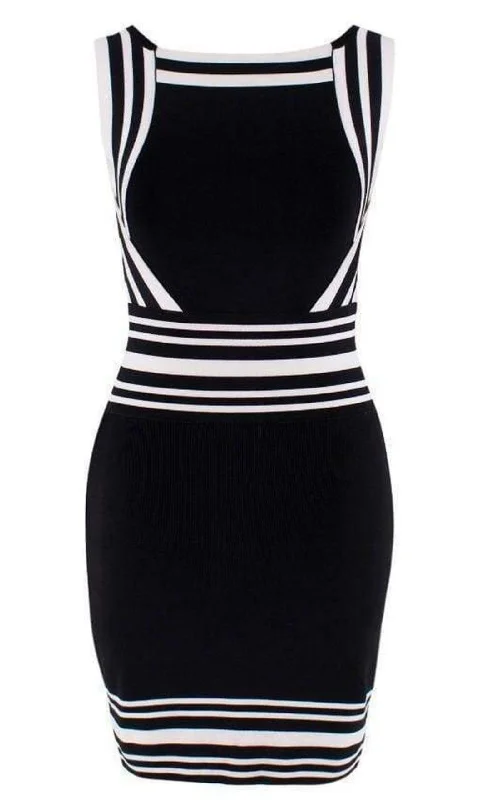 Square-neck Stripe-trim Knit Dress