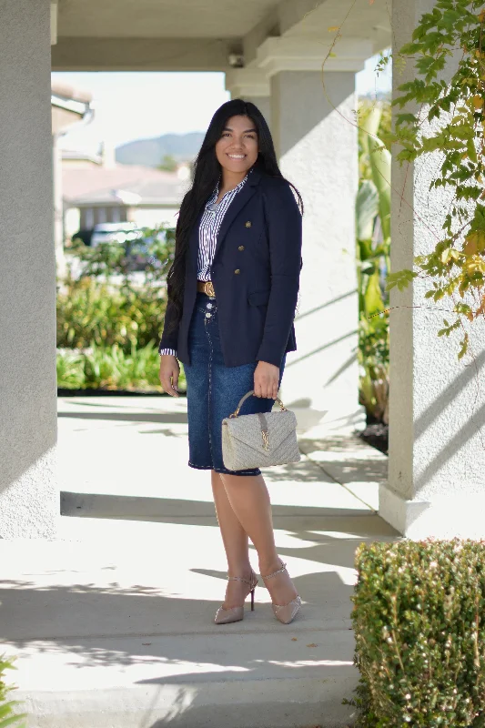 Caitlin Dark Indigo Denim Skirt