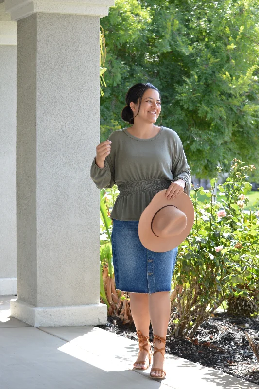 Deanna Structured Buttoned Denim Skirt