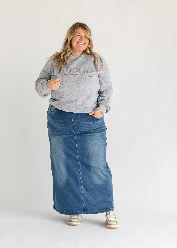 Donna Vintage Wash Long Denim Skirt - FINAL SALE