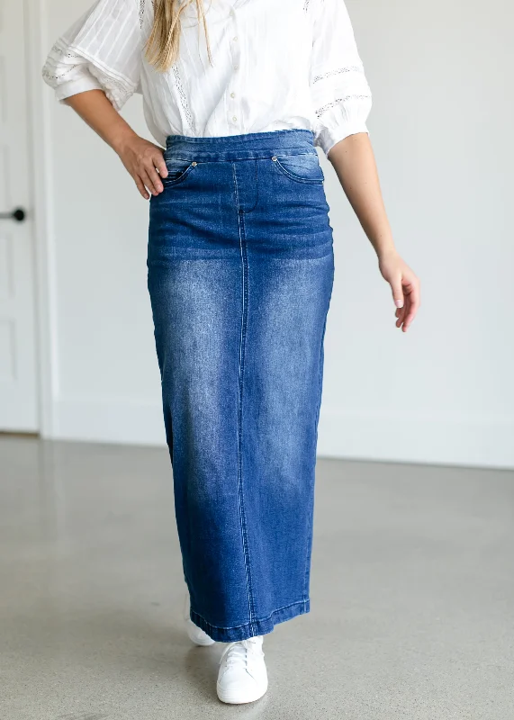 Donna Vintage Wash Long Denim Skirt - FINAL SALE