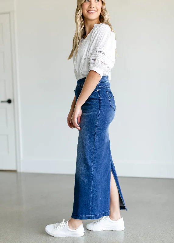 Donna Vintage Wash Long Denim Skirt - FINAL SALE