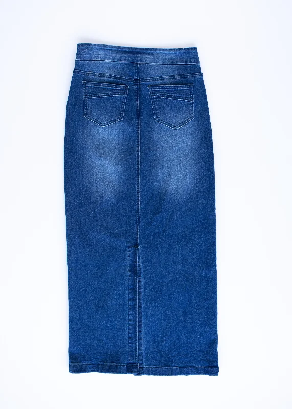 Donna Vintage Wash Long Denim Skirt - FINAL SALE