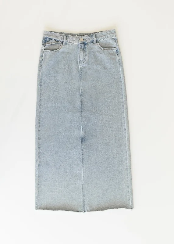 Elisha Light Wash Long Denim Skirt