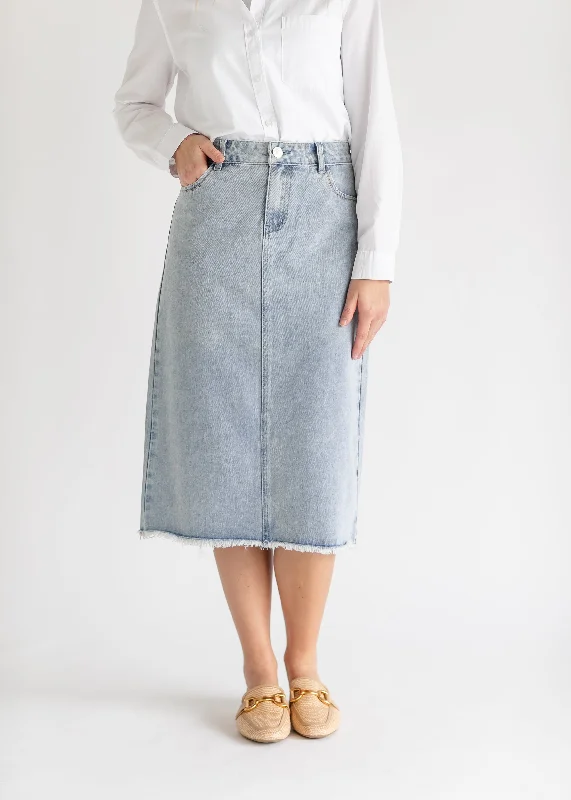 Everly Light Wash Midi Denim Skirt